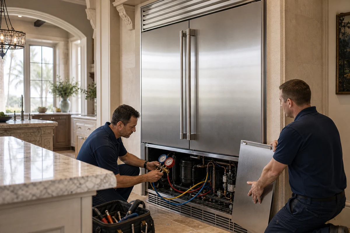 Sub-Zero PRO 48 with its two independent sealed systems under diagnosis in a St. Augustine estate kitchen